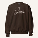 Brown sweatshirt with 'Jesus & Coffee' text on a white background