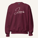 Maroon sweatshirt with 'Jesus & Coffee' text on a white background