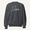 medium Grey sweatshirt with cream 'Jesus & Coffee' text on a white background