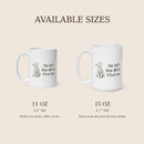 size chart for 11oz and 15 oz mugs with watercolor lamb and 'He left the 99 to find me' text