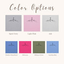 Color options chart showing eight square swatches with a simple mountain-and-cross line drawing, labeled Sport Grey, Light Pink, Ash, Heather Deep Royal, Heliconia, Military Green, and Carolina Blue under the heading 'Color Options'.