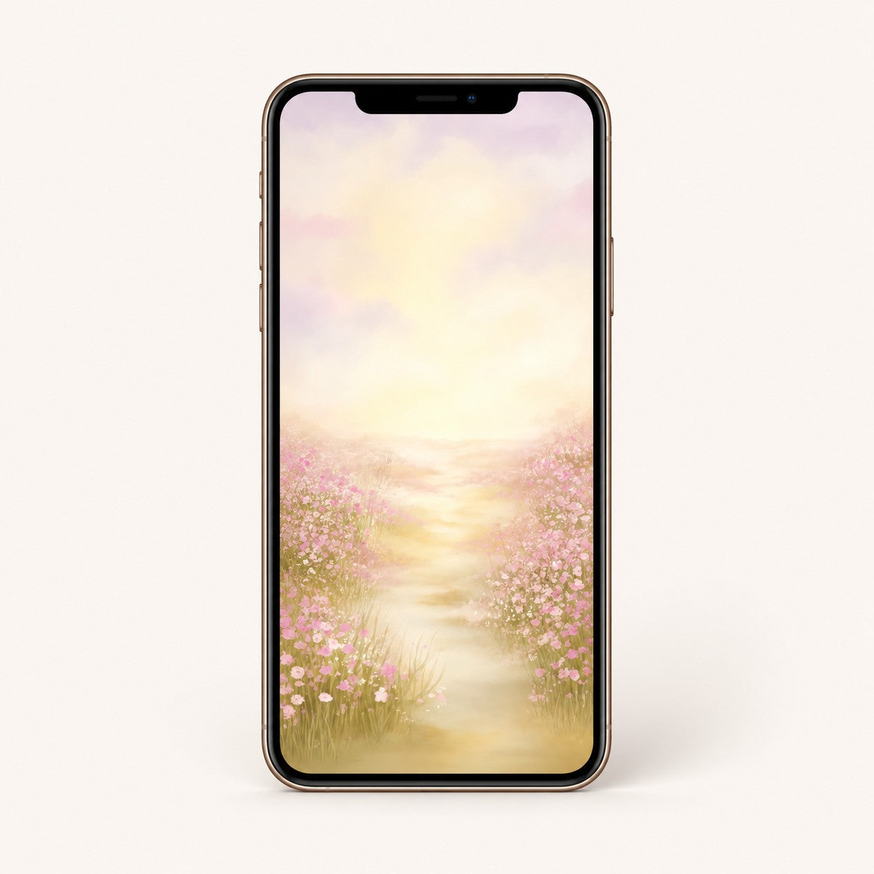 Pink Wildflower Meadow Phone Wallpaper | Soft Floral Aesthetic Background