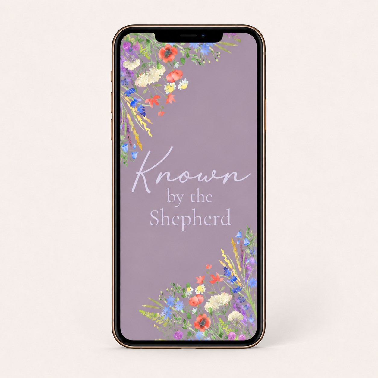 Known by the Shepherd Christian Phone Wallpaper | Faith-Based Floral Wallpaper