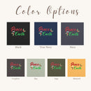 color options for the "Peace on Earth" t-shirt