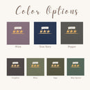 color options for the t-shirt "are we there yet?" text with 3 men riding camels